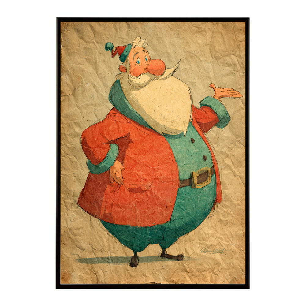 Rakuten - Christmas サンタクロース サンタ イベント パーティー 北欧 Xmas トナカイ 絵画 イラスト ポスター インテリア おしゃれ プリントポスター フォト イラスト 【lm-poster-7216】