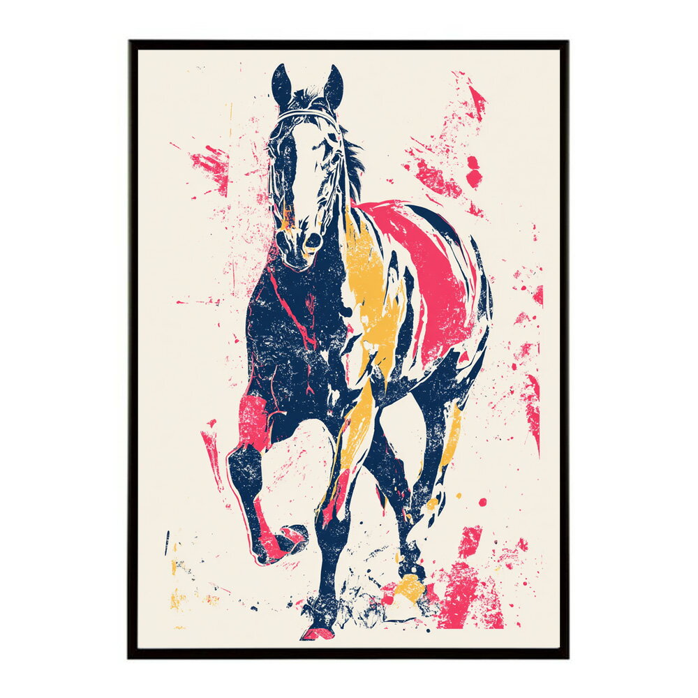 馬 ホース 絵 絵画 写真 動物 アニマル 北欧 ポップ アート 手書き 安い ポスター インテリア おしゃれ プリントポスター フォト イラスト【lm-poster-7370】