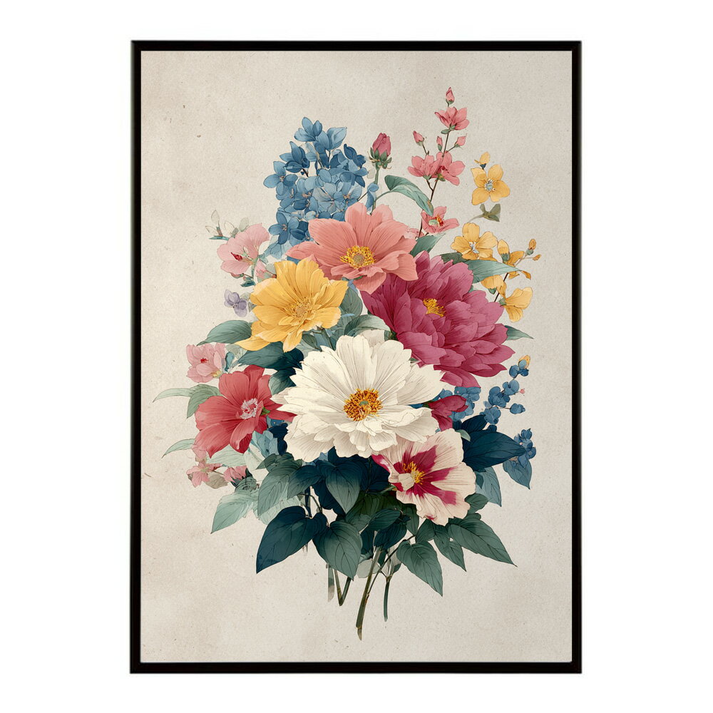 Rakuten - レトロフラワー 花 浮世絵 古典 花札 植物 ボタニカル リース ブーケ ポスター 用紙とサイズが選べる インテリア おしゃれ プリントポスター 【km-poster-13】