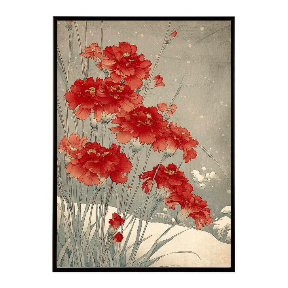 Rakuten - レトロフラワー 花 浮世絵 古典 花札 植物 ボタニカル リース ブーケ ポスター 用紙とサイズが選べる インテリア おしゃれ プリントポスター 【km-poster-141】