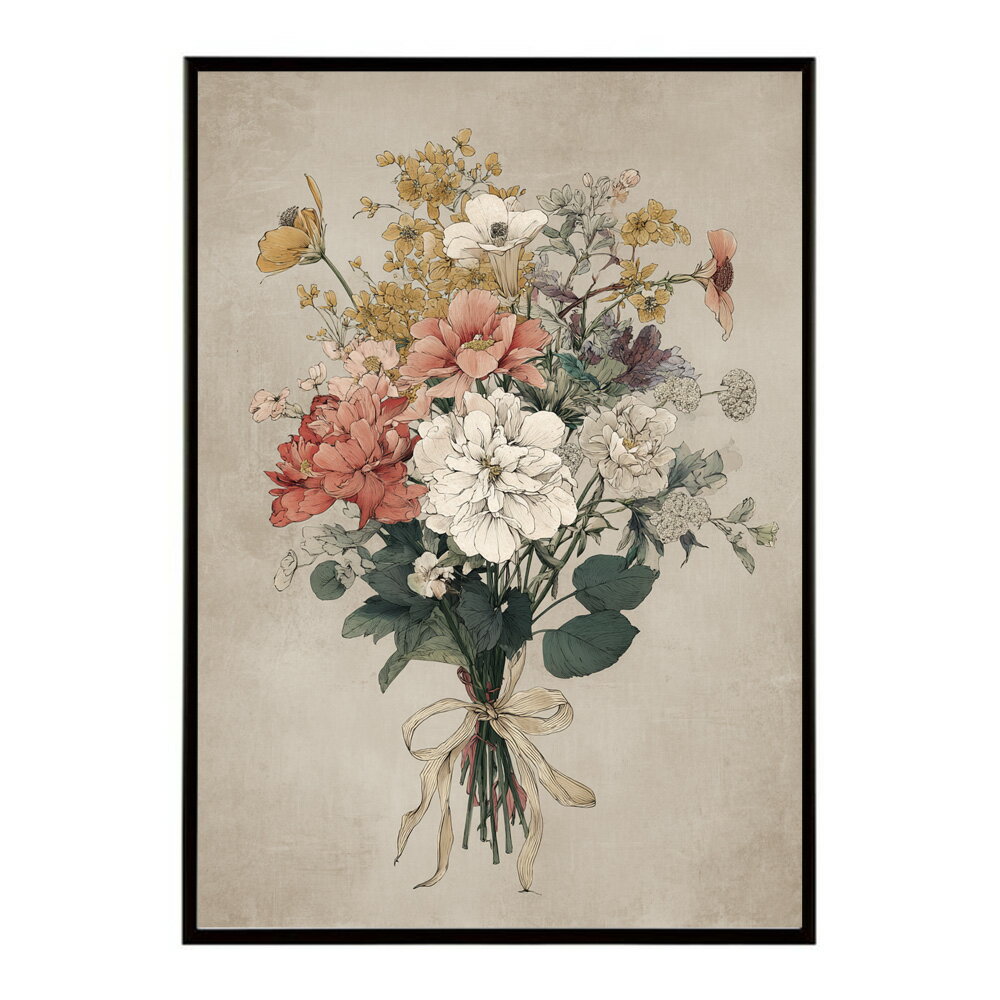 Rakuten - レトロフラワー 花 浮世絵 古典 花札 植物 ボタニカル リース ブーケ ポスター 用紙とサイズが選べる インテリア おしゃれ プリントポスター 【km-poster-19】