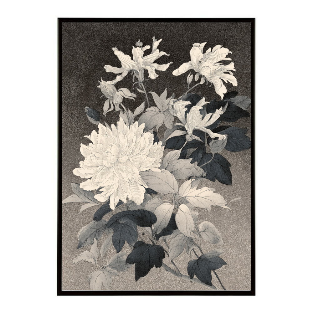 Rakuten - レトロフラワー 花 浮世絵 古典 花札 植物 ボタニカル リース ブーケ ポスター 用紙とサイズが選べる インテリア おしゃれ プリントポスター 【km-poster-79】