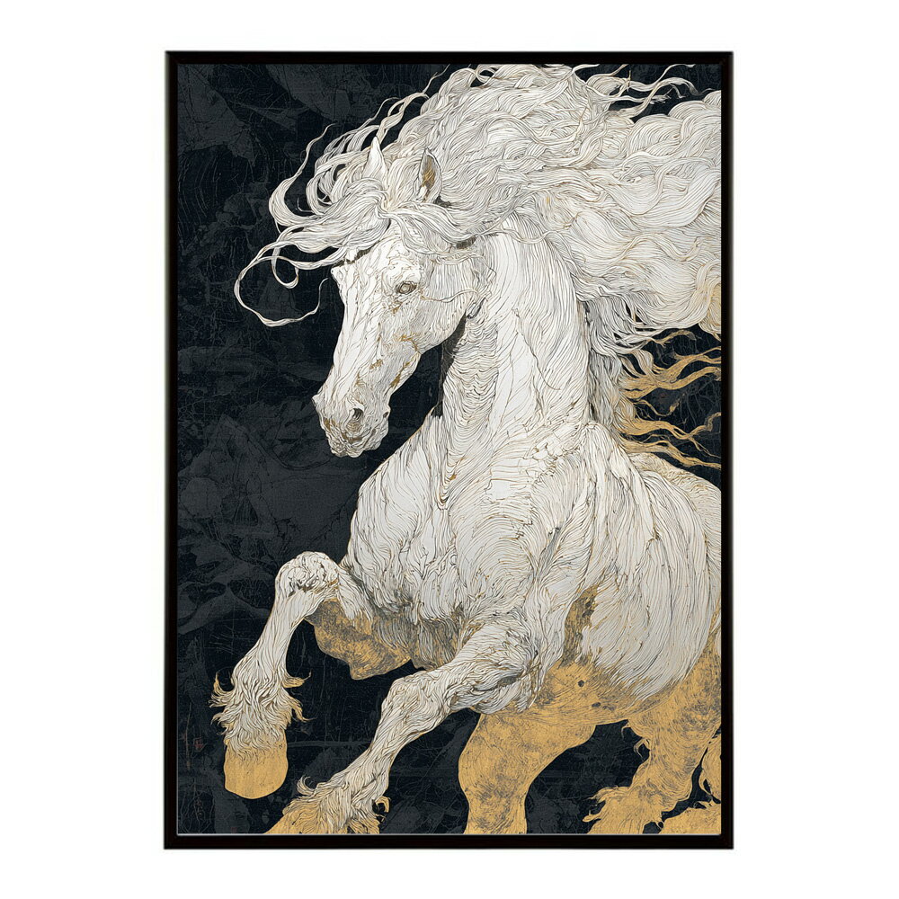 Rakuten - ポスター 馬 アートポスター おしゃれ 絵画 風 イラスト 日本画 浮世絵 風 インテリア 壁掛け モダン 和モダン リビング 玄関 寝室インテリア おしゃれ プリントポスター フォト イラスト お洒落 特大 大きい【km-poster-1218】