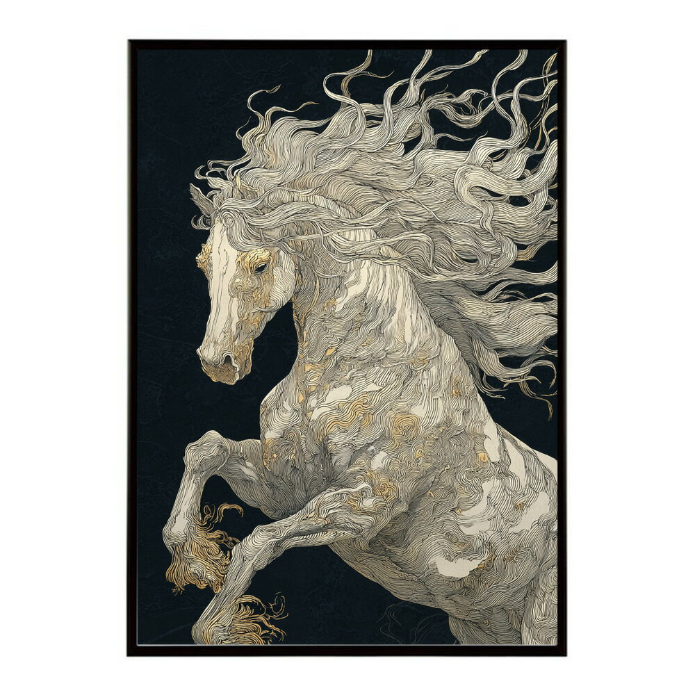 Rakuten - ポスター 馬 アートポスター おしゃれ 絵画 風 イラスト 日本画 浮世絵 風 インテリア 壁掛け モダン 和モダン リビング 玄関 寝室インテリア おしゃれ プリントポスター フォト イラスト お洒落 特大 大きい【km-poster-1224】