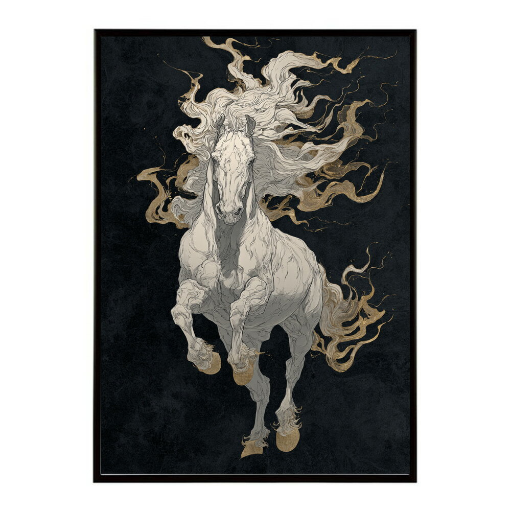 Rakuten - ポスター 馬 アートポスター おしゃれ 絵画 風 イラスト 日本画 浮世絵 風 インテリア 壁掛け モダン 和モダン リビング 玄関 寝室インテリア おしゃれ プリントポスター フォト イラスト お洒落 特大 大きい【km-poster-1240】