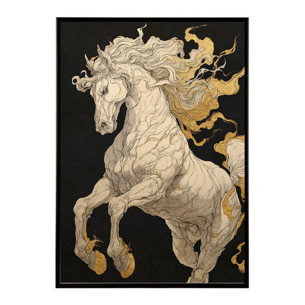 Rakuten - ポスター 馬 アートポスター おしゃれ 絵画 風 イラスト 日本画 浮世絵 風 インテリア 壁掛け モダン 和モダン リビング 玄関 寝室インテリア おしゃれ プリントポスター フォト イラスト お洒落 特大 大きい【km-poster-1253】