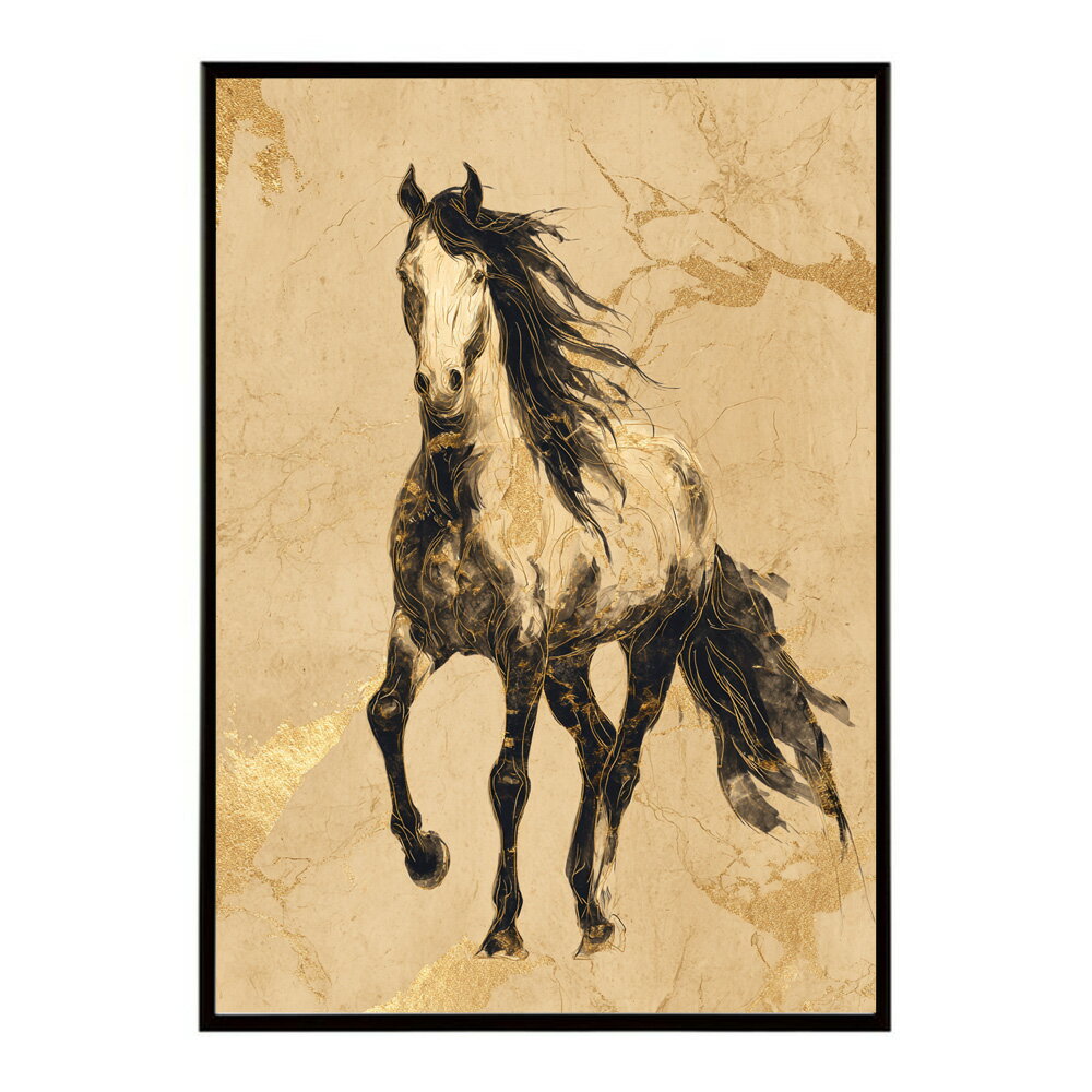 Rakuten - ポスター 馬 アートポスター おしゃれ 絵画 風 イラスト 日本画 浮世絵 風 インテリア 壁掛け モダン 和モダン リビング 玄関 寝室インテリア おしゃれ プリントポスター フォト イラスト お洒落 特大 大きい【km-poster-1302】