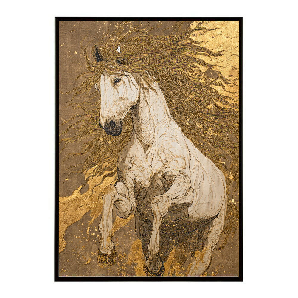 Rakuten - ポスター 馬 アートポスター おしゃれ 絵画 風 イラスト 日本画 浮世絵 風 インテリア 壁掛け モダン 和モダン リビング 玄関 寝室インテリア おしゃれ プリントポスター フォト イラスト お洒落 特大 大きい【km-poster-1465】