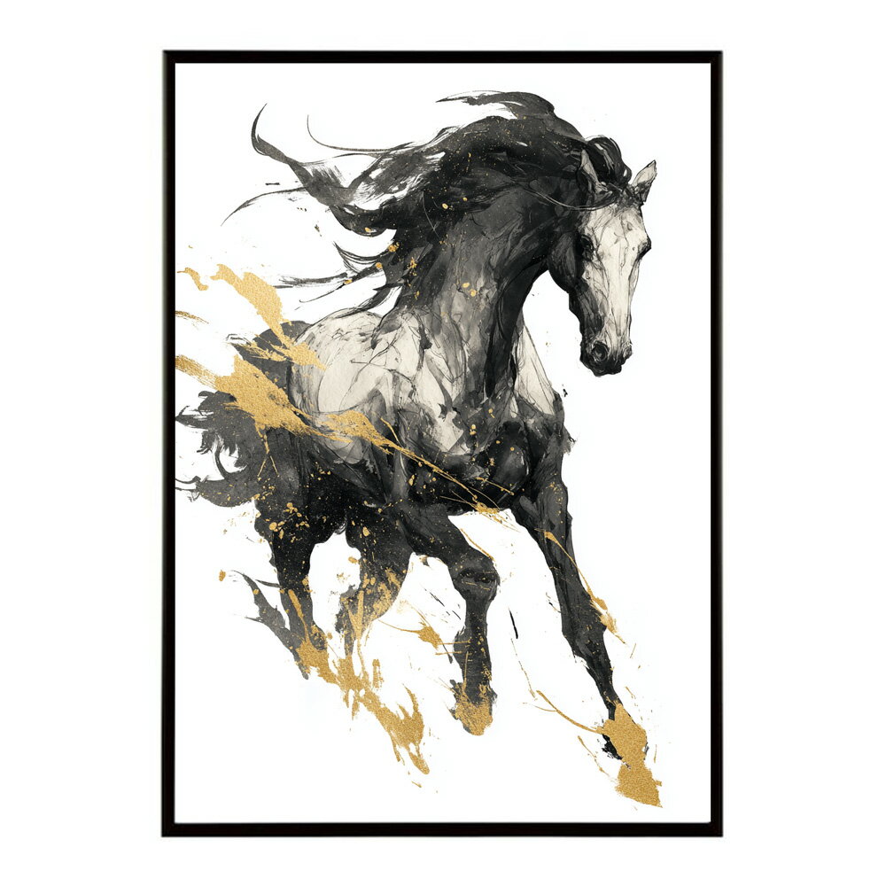 ポスター 馬 アートポスター おしゃれ 絵画 風 イラスト 日本画 浮世絵 風 インテリア 壁掛け モダン 和モダン リビング 玄関 寝室インテリア おしゃれ プリントポスター フォト イラスト お洒落 特大 大きい【km-poster-1540】