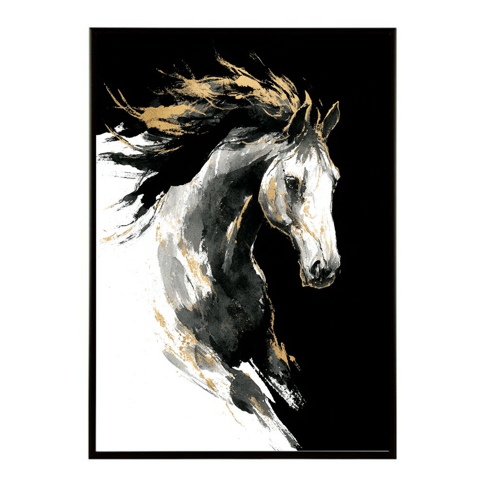 Rakuten - ポスター 馬 アートポスター おしゃれ 絵画 風 イラスト 日本画 浮世絵 風 インテリア 壁掛け モダン 和モダン リビング 玄関 寝室インテリア おしゃれ プリントポスター フォト イラスト お洒落 特大 大きい【km-poster-1571】