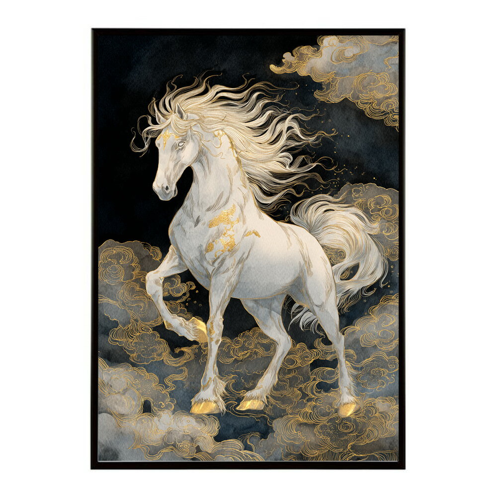 Rakuten - ポスター 馬 アートポスター おしゃれ 絵画 風 イラスト 日本画 浮世絵 風 インテリア 壁掛け モダン 和モダン リビング 玄関 寝室インテリア おしゃれ プリントポスター フォト イラスト お洒落 特大 大きい【km-poster-1592】