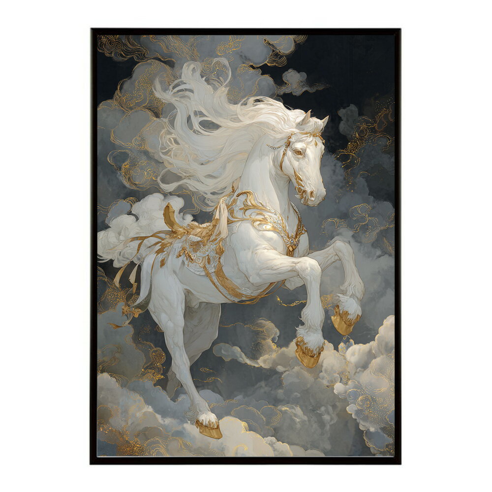 Rakuten - ポスター 馬 アートポスター おしゃれ 絵画 風 イラスト 日本画 浮世絵 風 インテリア 壁掛け モダン 和モダン リビング 玄関 寝室インテリア おしゃれ プリントポスター フォト イラスト お洒落 特大 大きい【km-poster-1600】