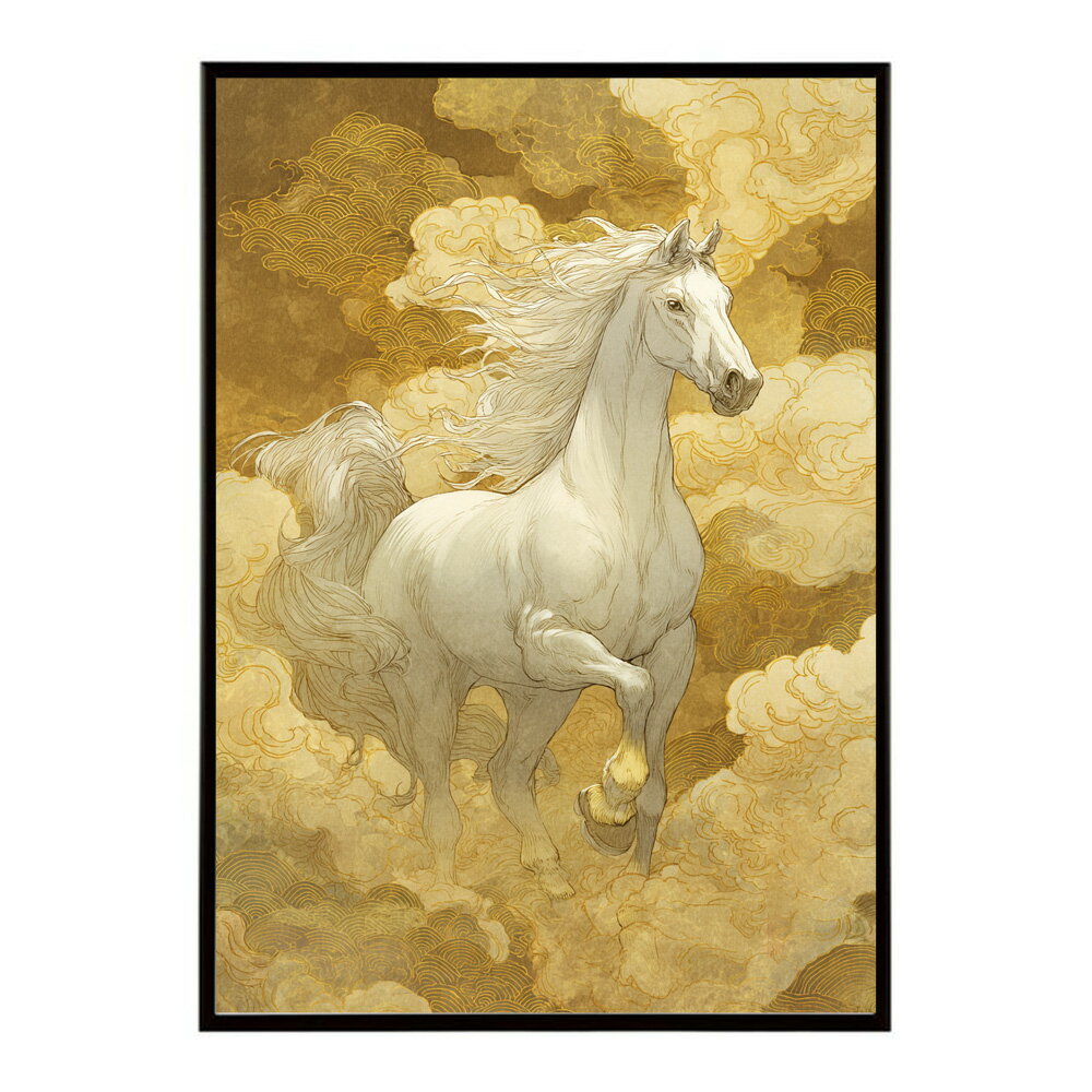 ポスター 馬 アートポスター おしゃれ 絵画 風 イラスト 日本画 浮世絵 風 インテリア 壁掛け モダン 和モダン リビング 玄関 寝室インテリア おしゃれ プリントポスター フォト イラスト お洒落 特大 大きい【km-poster-1659】