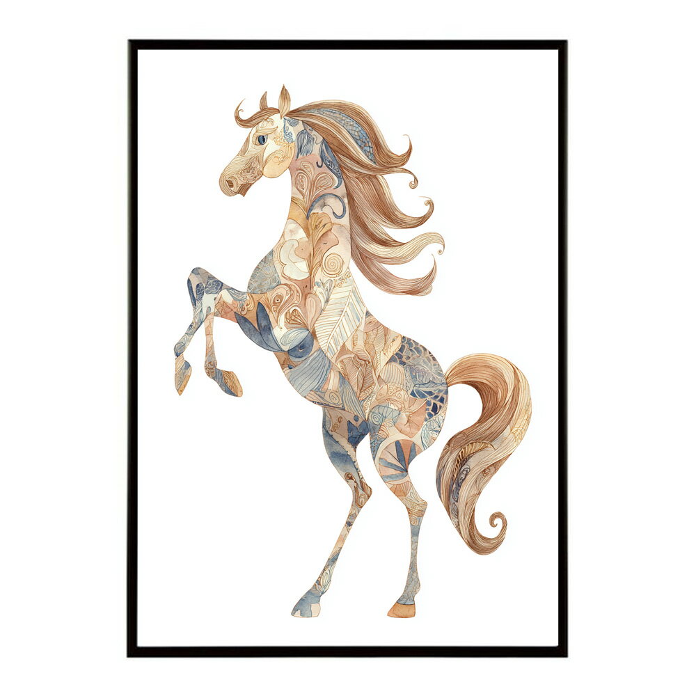 馬 ポスター 和モダン 掛け軸 風 アートパネル 花 鎧絵 風 日本画 風 インテリア 壁掛け 玄関 和室 モ..