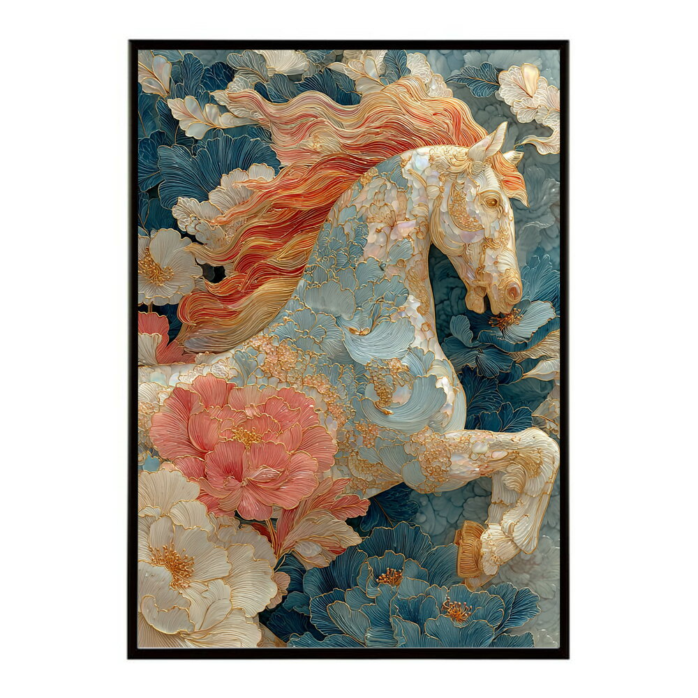 Rakuten - 馬 ポスター 用紙とサイズが選べる おしゃれ 北欧 アートパネル 壁掛け 絵画 風 インテリア アンティーク 花柄 モダン 高級感 玄関 リビング 寝室 ホテルライク プリントポスター フォト イラスト お洒落 特大 大きい【lm-poster-9029】
