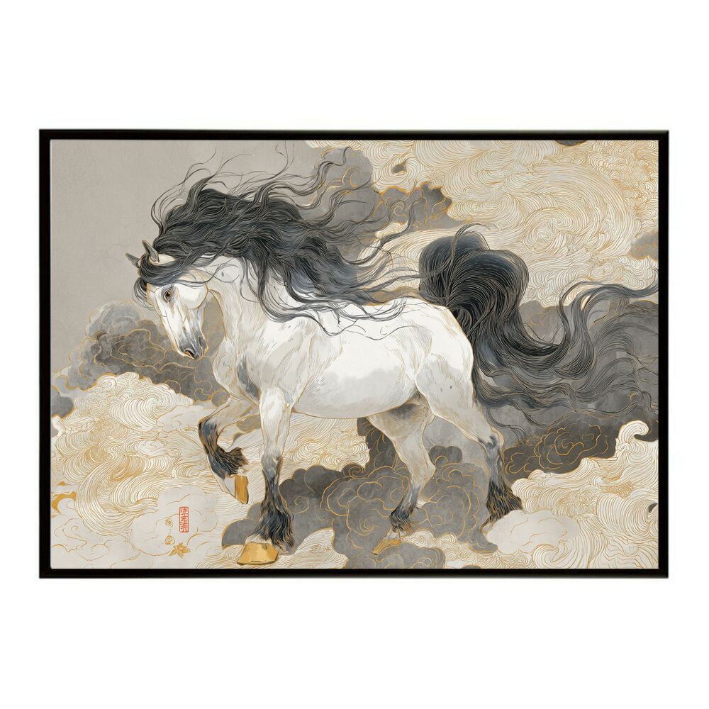 Rakuten - ホースポスター 馬 抽象アート 干支 牛 2026 運気 風水 モダンデザイン 壁掛け インテリア おしゃれ フォト イラスト お洒落 特大 大きい【km-poster-1816】