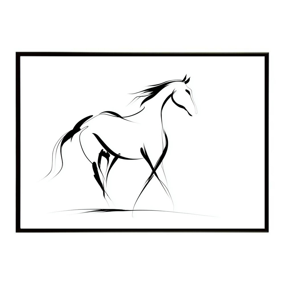Rakuten - ホースポスター 馬 抽象アート 干支 牛 2026 運気 風水 モダンデザイン 壁掛け インテリア おしゃれ フォト イラスト お洒落 特大 大きい【km-poster-1946】