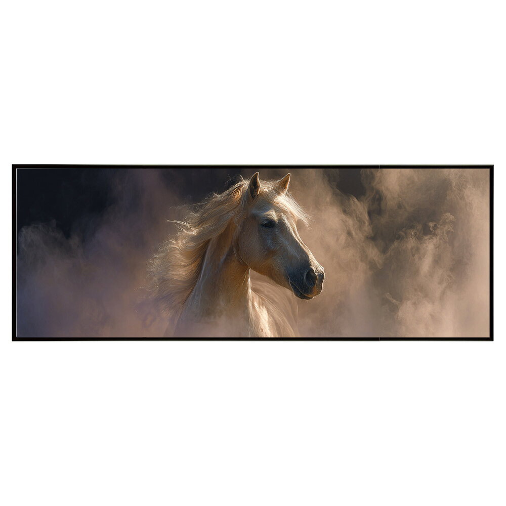 Rakuten - 馬 ホース アニマル 動物 パノラマポスター フレーム ウマ サラブレッド 風水 運気 干支 牛 横長 インテリア 額縁 水平 アート photo 美術品 絵画 作品 イラスト お洒落 特大 大きい【pn-poster-77】