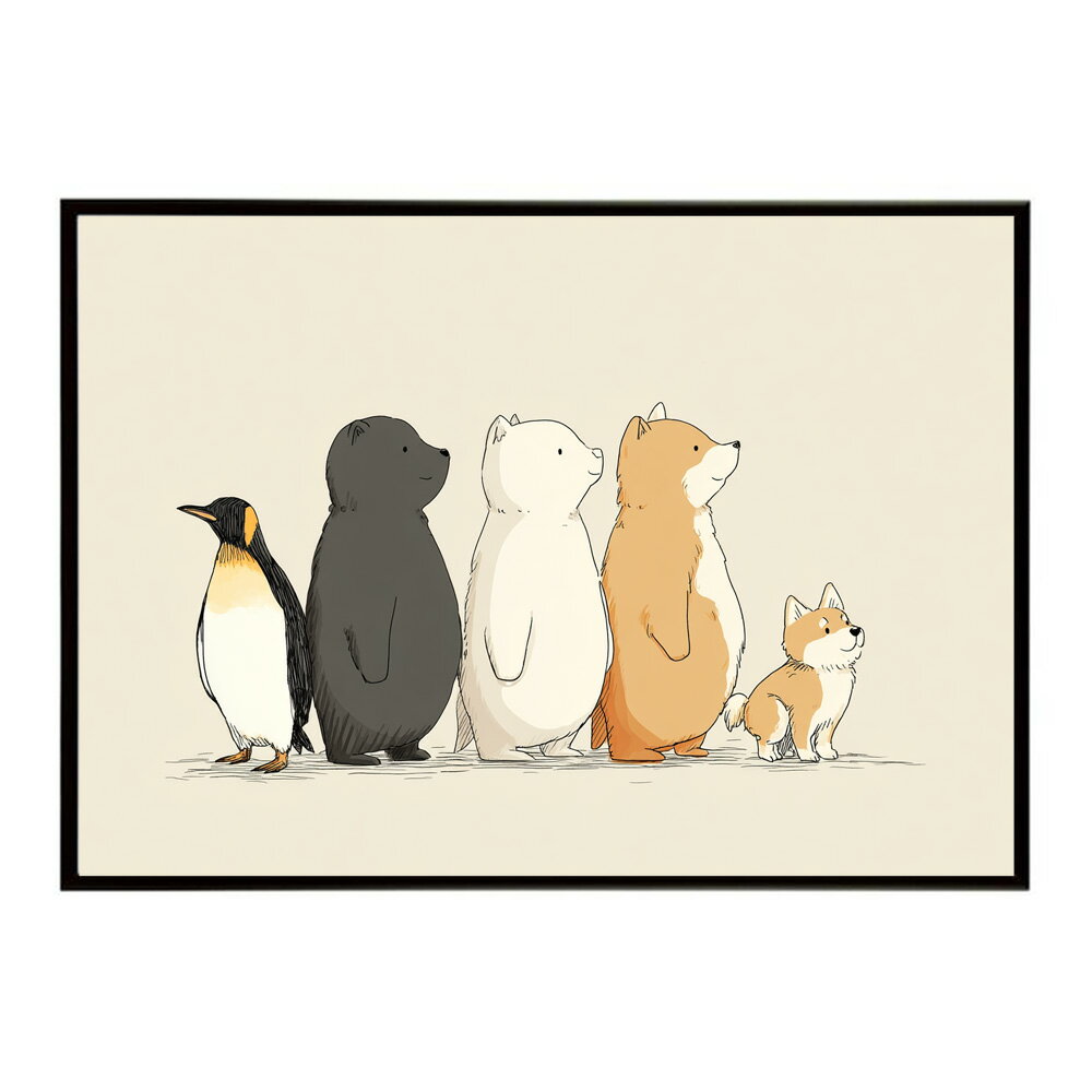 Rakuten - 動物 アニマル 仲良し 子供 ポスター 用紙とサイズが選べる インテリア おしゃれ プリントポスター フォト イラスト 保育園 児童 キッズ 【km-poster-2624】