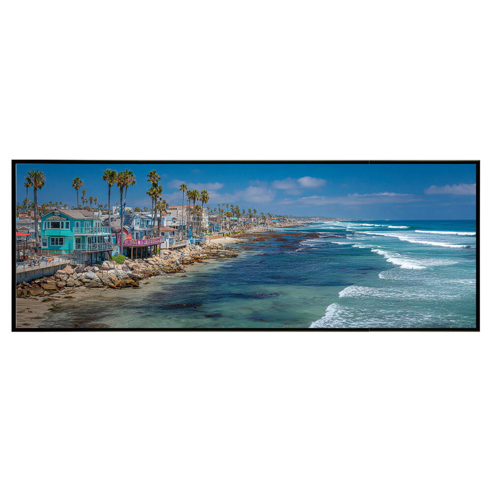 Rakuten - 海 サーフ 西海岸 風景画 絵画 コースタル 波 ブルー サーフ 景色 風景 自然パノラマポスター (297mm×840mm) フレーム 横長 額縁 インテリア アルミフレーム 絵画 作品 水平 アート 【pn-poster-425】