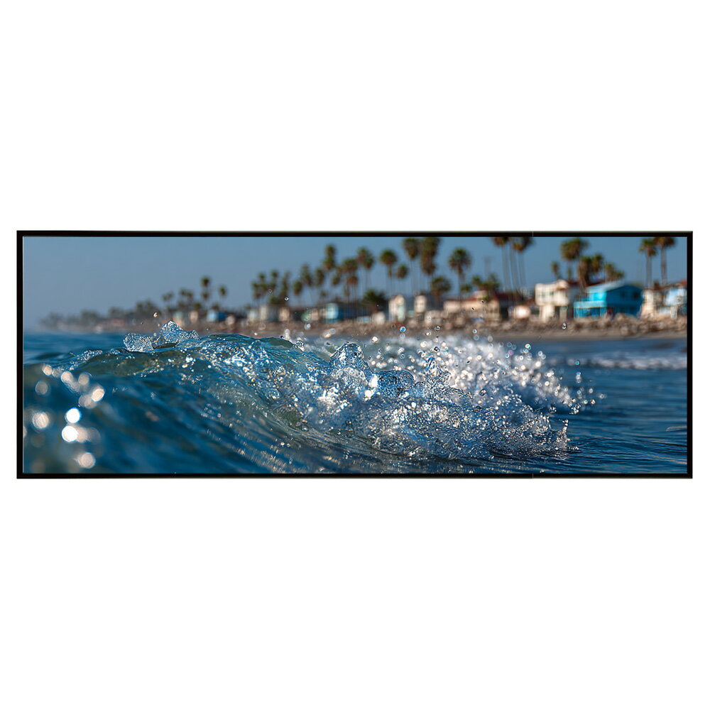海 サーフ 西海岸 風景画 絵画 コースタル 波 ブルー サーフ 景色 風景 自然パノラマポスター (297mm×840mm) フレーム 横長 額縁 インテリア アルミフレーム 絵画 作品 水平 アート 【pn-poster-475】