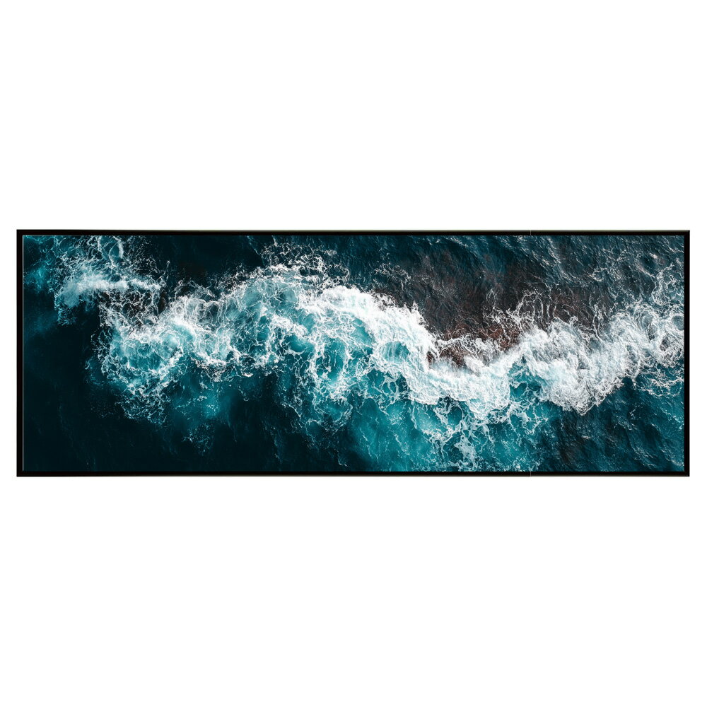 Rakuten - 海 サーフ 西海岸 風景画 絵画 コースタル 波 ブルー サーフ 景色 風景 自然パノラマポスター (297mm×840mm) フレーム 横長 額縁 インテリア アルミフレーム 絵画 作品 水平 アート 【pn-poster-515】