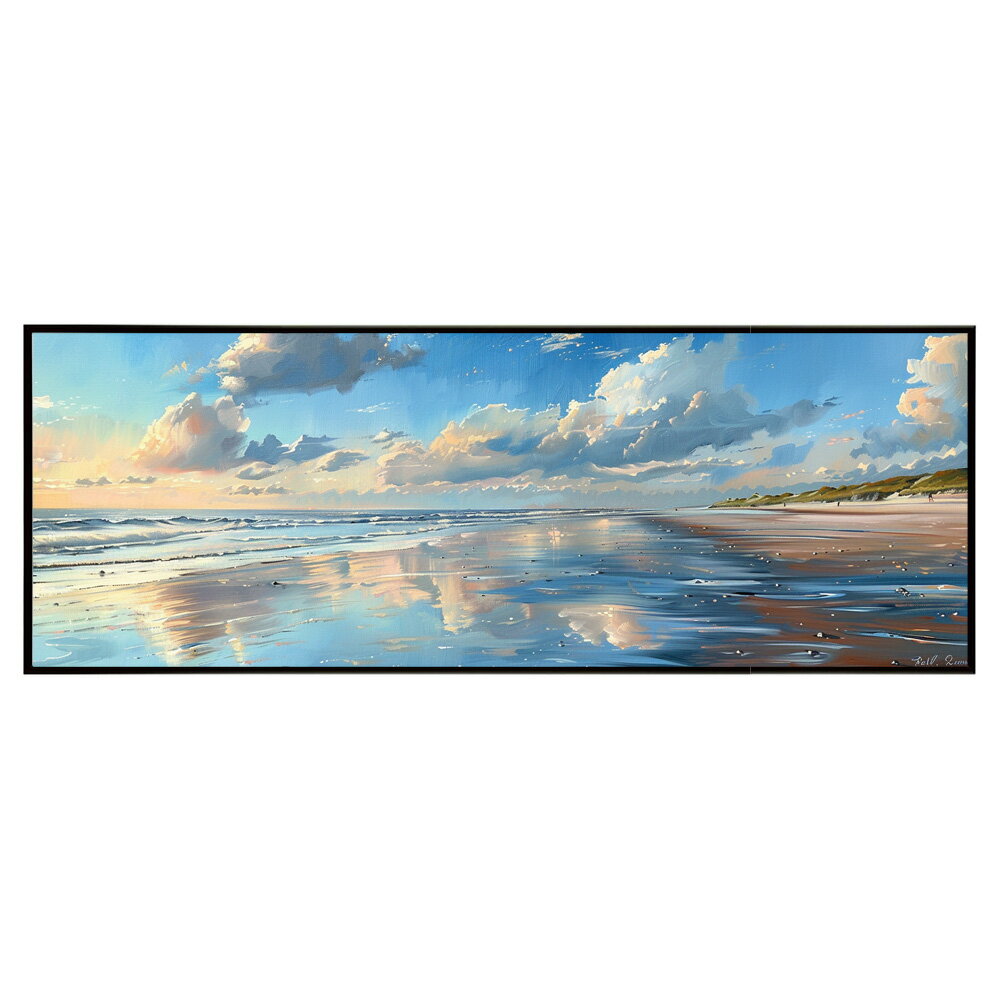 海 サーフ 西海岸 風景画 絵画 コースタル 波 ブルー サーフ 景色 風景 自然パノラマポスター (297mm×840mm) フレーム 横長 額縁 インテリア アルミフレーム 絵画 作品 水平 アート 【pn-poster-607】