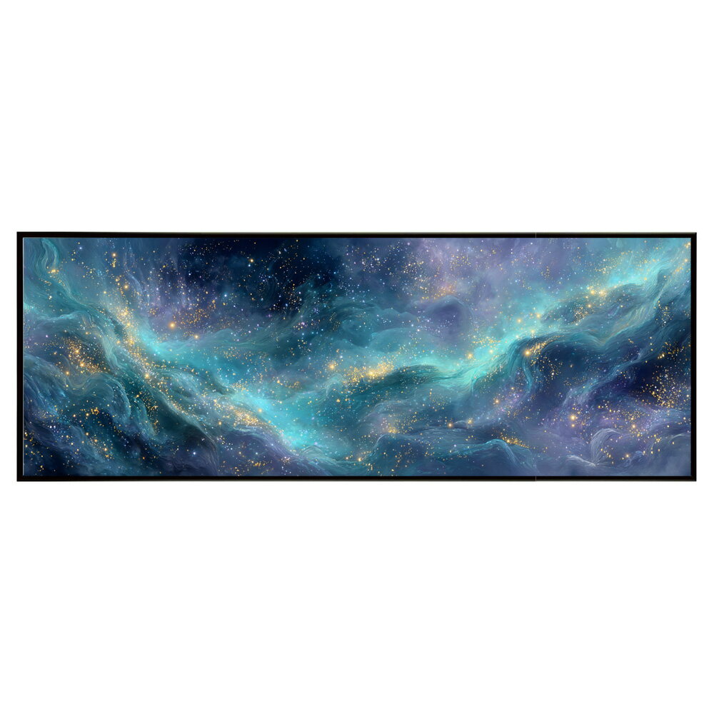 マーブル カラフル カラー 虹 風景 景色 絵画 絵 名画 画家 油絵 水彩 景色パノラマポスター (297mm×840mm) フレーム 横長 額縁 インテリア アルミフレーム 絵画 作品 水平 アート 【pn-poster-755】