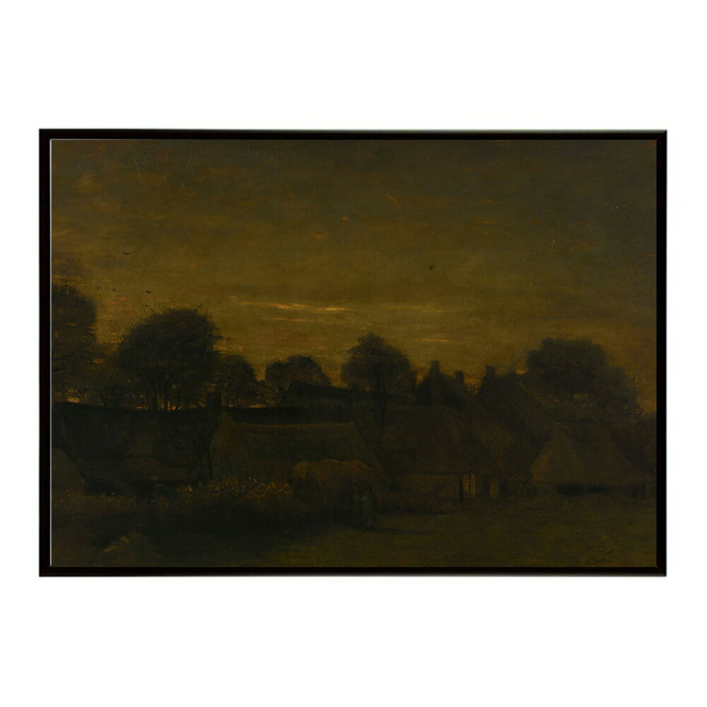 ゴッホ 風景画 Farming Village at Twilight 【Vincent van Gogh】 (1884) 絵画 ポスター デジタルリマスター 名画 絵 復刻 油絵 水彩 【bn-poster-7731】