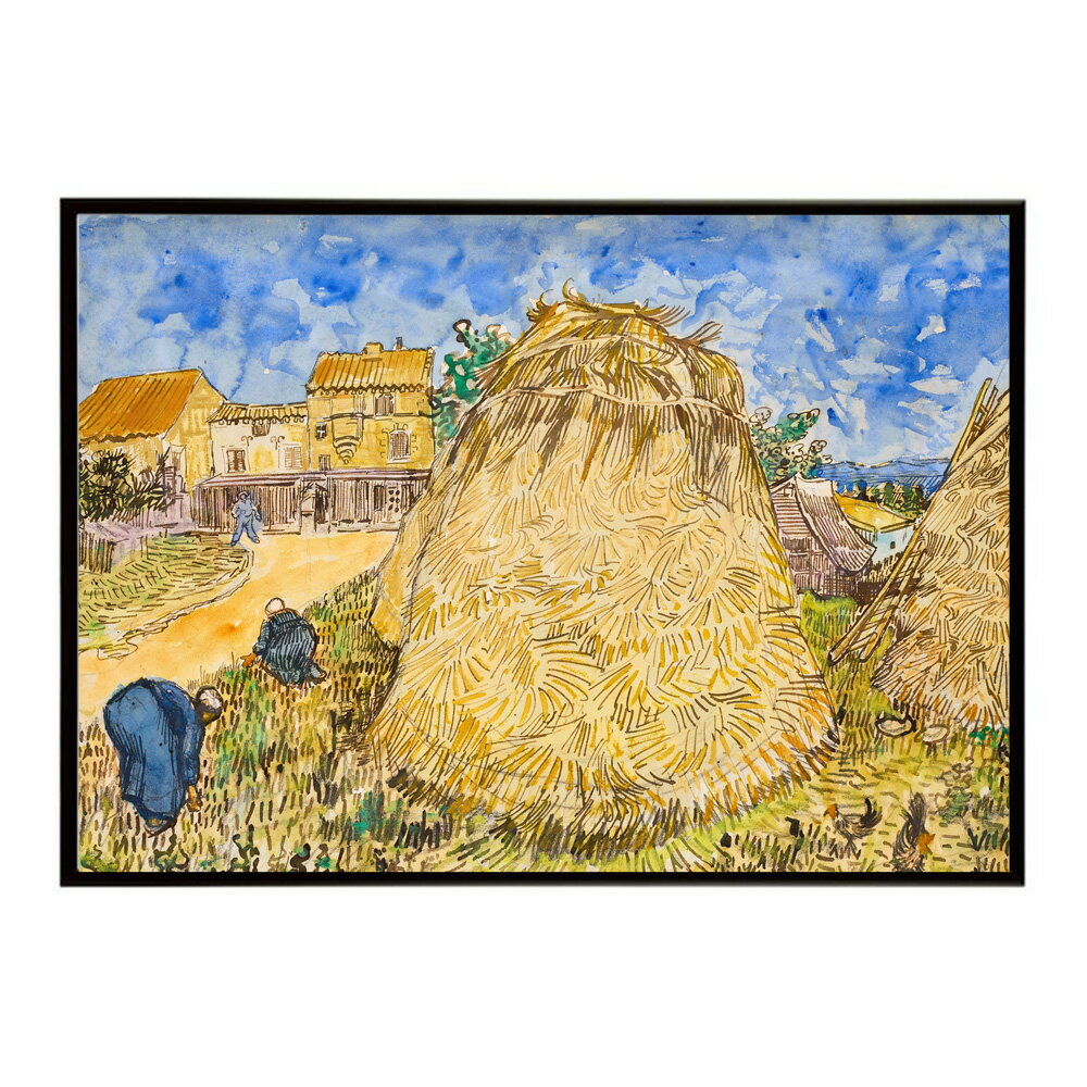 Rakuten - ゴッホ 風景画 Meules de bl? 【Vincent van Gogh】 (1888) 絵画 ポスター デジタルリマスター 名画 絵 復刻 油絵 水彩 【bn-poster-7750】