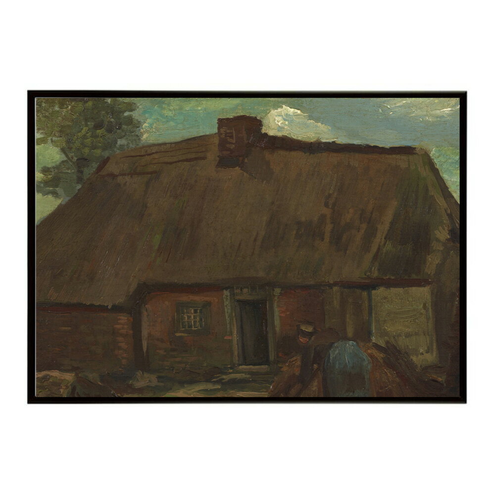 ゴッホ 小屋のある風景 Cottage with Peasant Woman Digging  (1885) 絵画 ポスター デジタルリマスター 名画 絵 復刻 油絵 水彩 