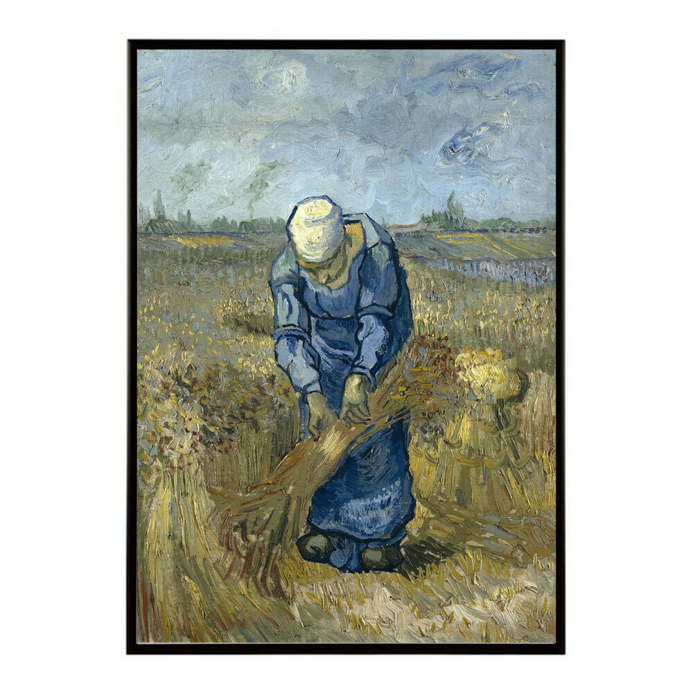 ゴッホ 農婦のいる風景 Peasant Woman Binding Sheaves【Vincent van Gogh】(After Millet)絵画 ポスタ..