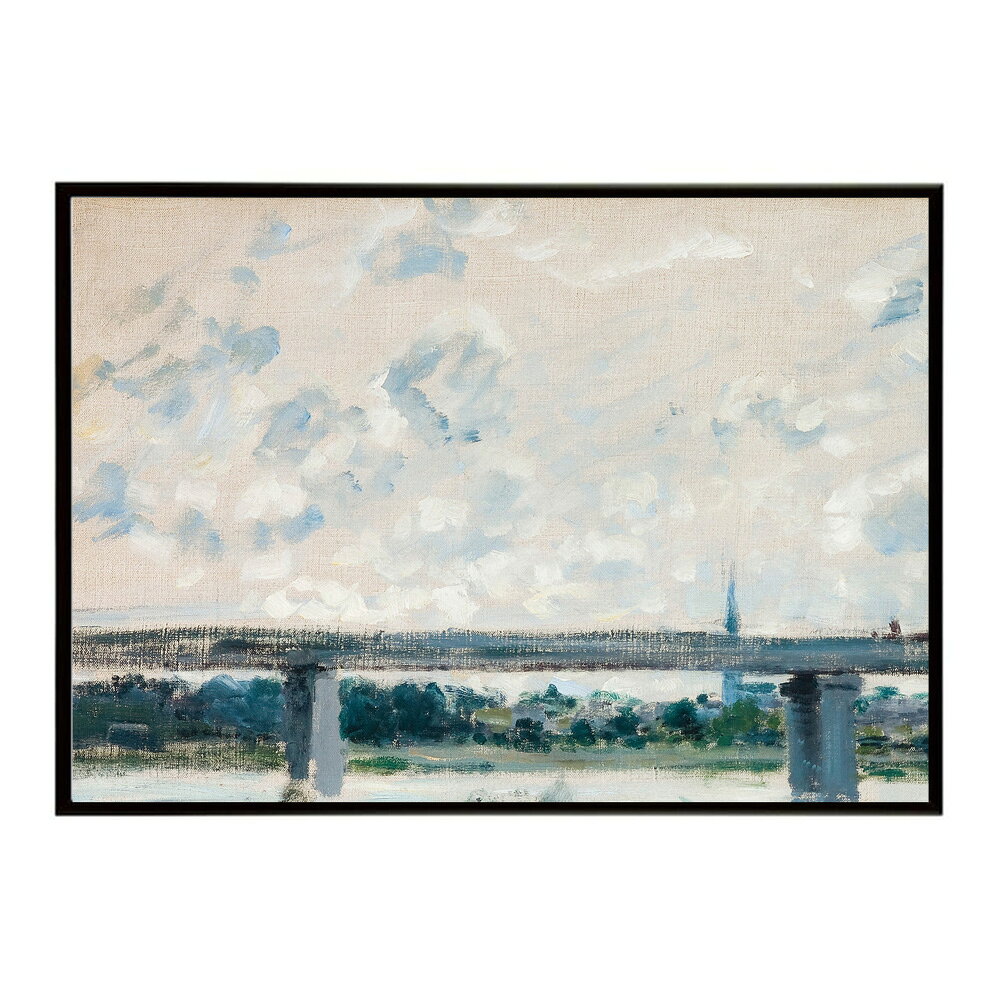 【クロード・モネ】アルジャントゥイユの橋の風景/The Promenade with the Railroad Bridge, Argenteuil【Claude Monet】(1874)絵画 ポスター デジタルリマスター 名画 絵 復刻 油絵 水【bn-poster-7947】