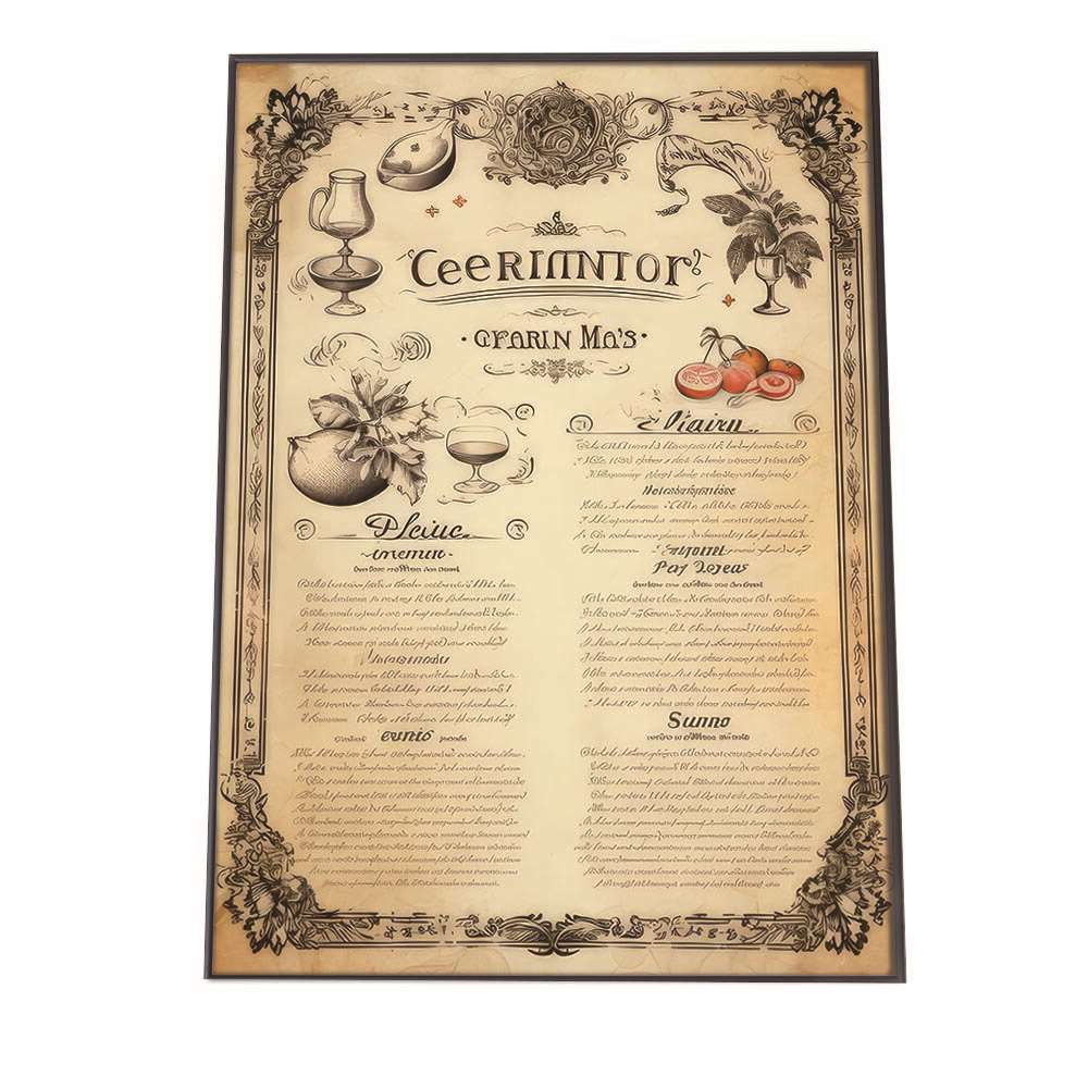 メニュー風 ポスター レストラン風 メニュー おしゃれ レトロ 食事 カフェ 手描き イラスト 装飾 アート インテリア リビング【an-poster-1475】