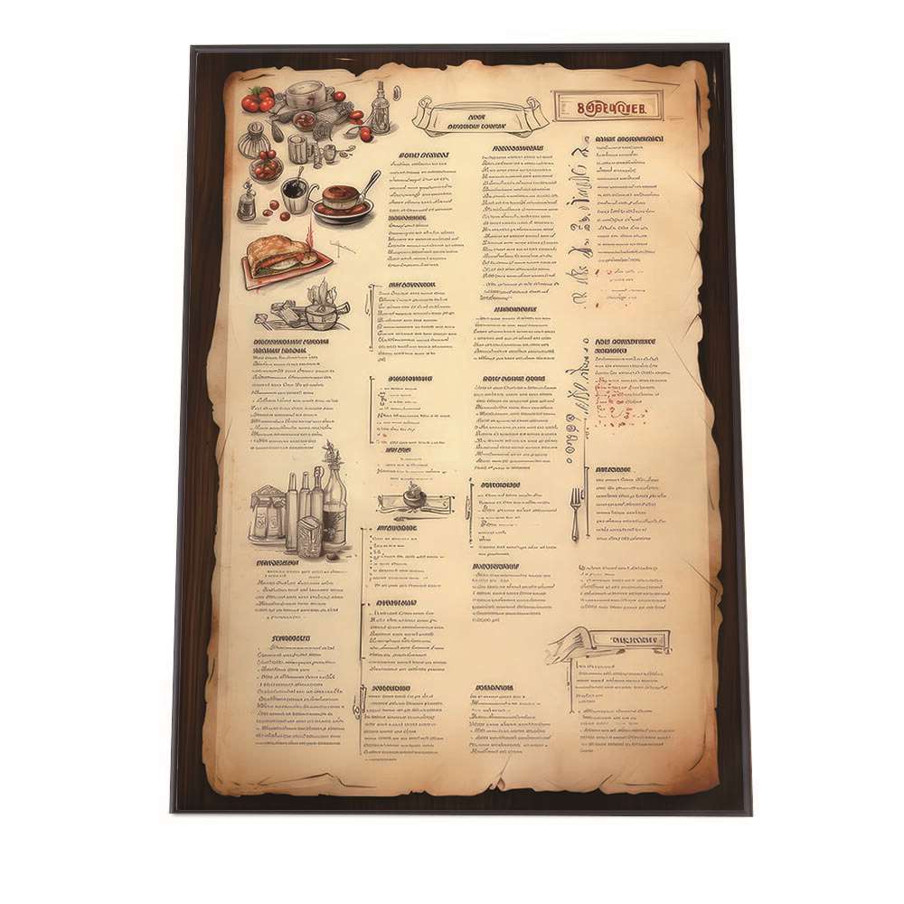 メニュー風 ポスター レストラン風 メニュー おしゃれ レトロ 食事 カフェ 手描き イラスト 装飾 アート インテリア リビング【an-poster-1480】