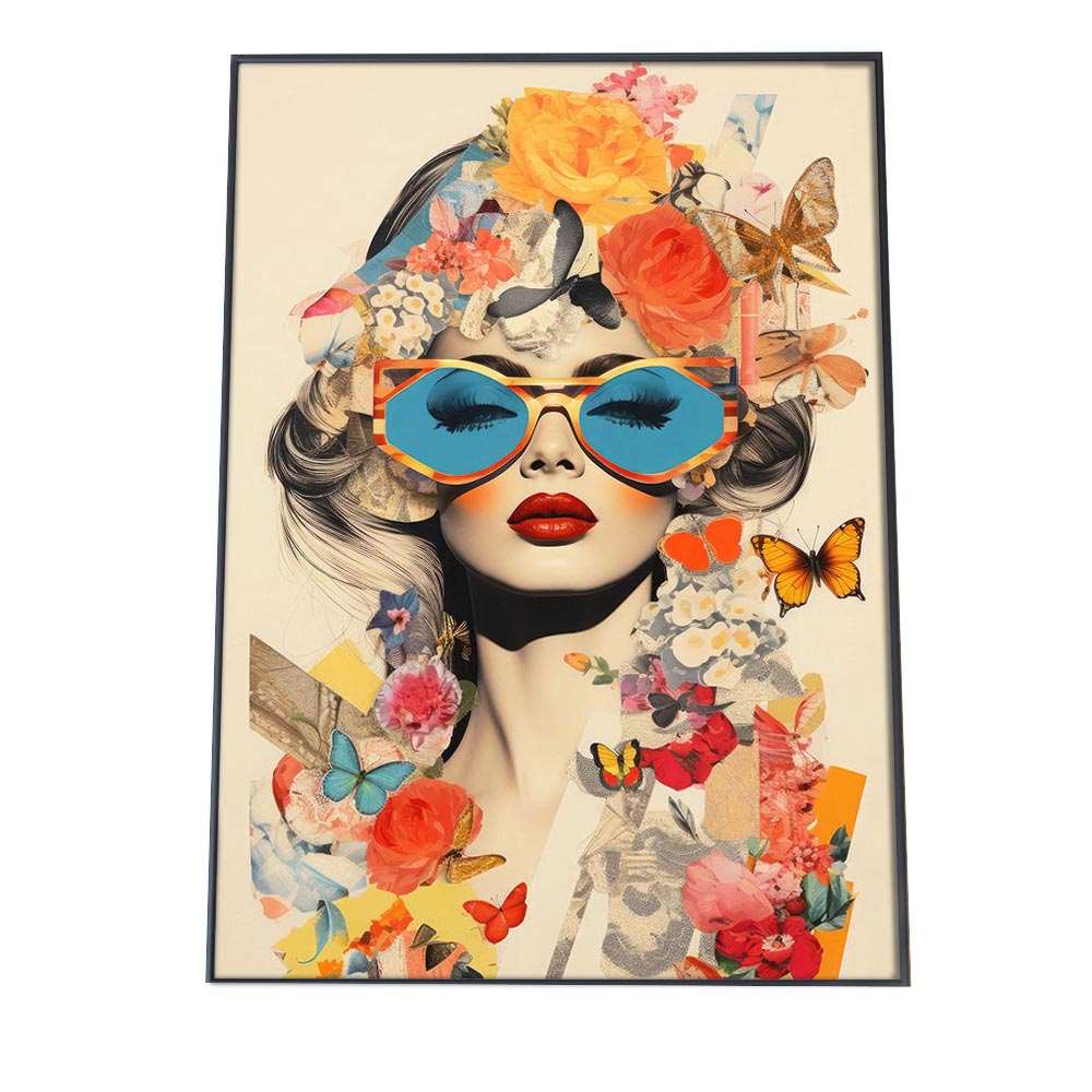 レディ イラスト フォト お洒落 ポスター ガールズ コラージュ アートプリント ポスター インテリア キレイ目【lh-poster-951】