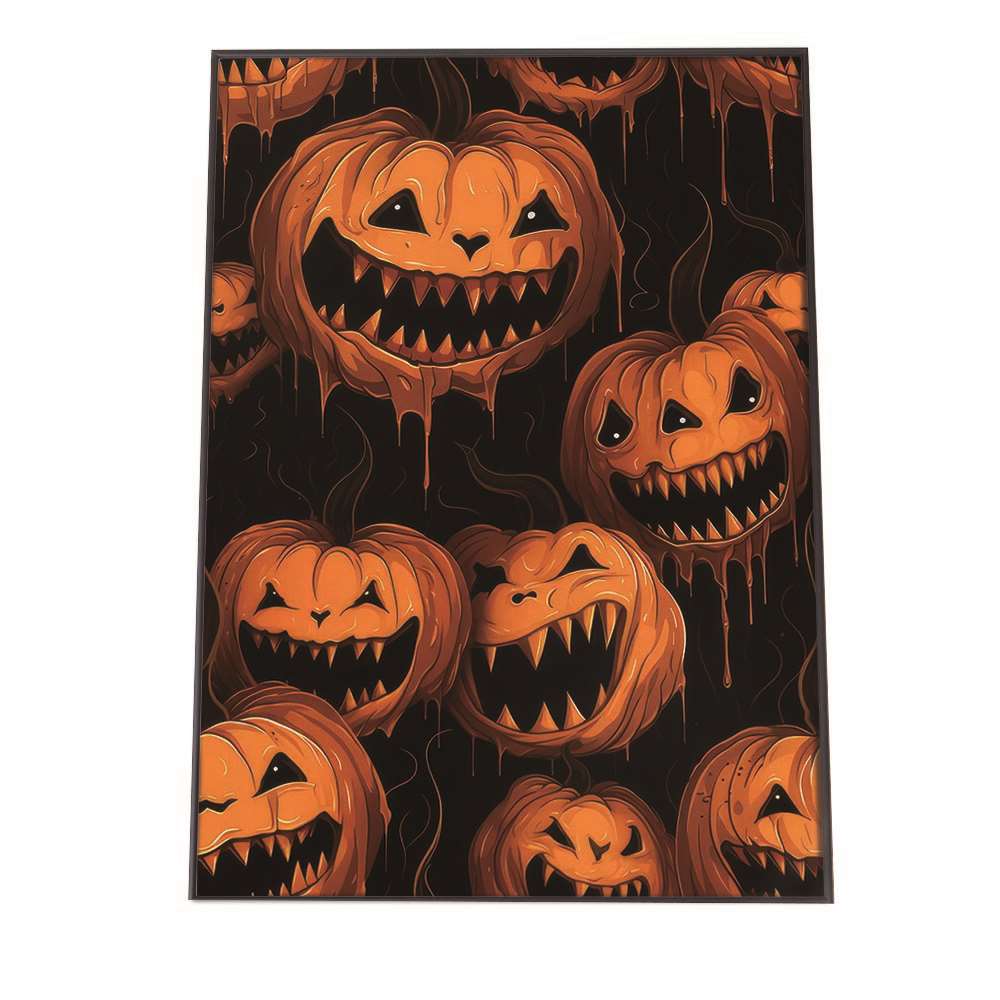 Rakuten - ハロウィン ハロウィーン 仮装 ポスター アートプリント ポスター インテリア パンプキン ジャックオーランタン ハロウィーン オレンジ 縦【si-poster-359】