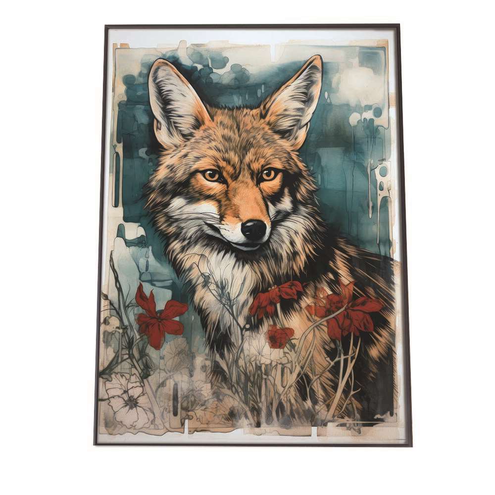 切手風 動物 ネコ 鳥 ポスター レトロ 古紙 インテリア オールド フレーム【lh-poster-1510】