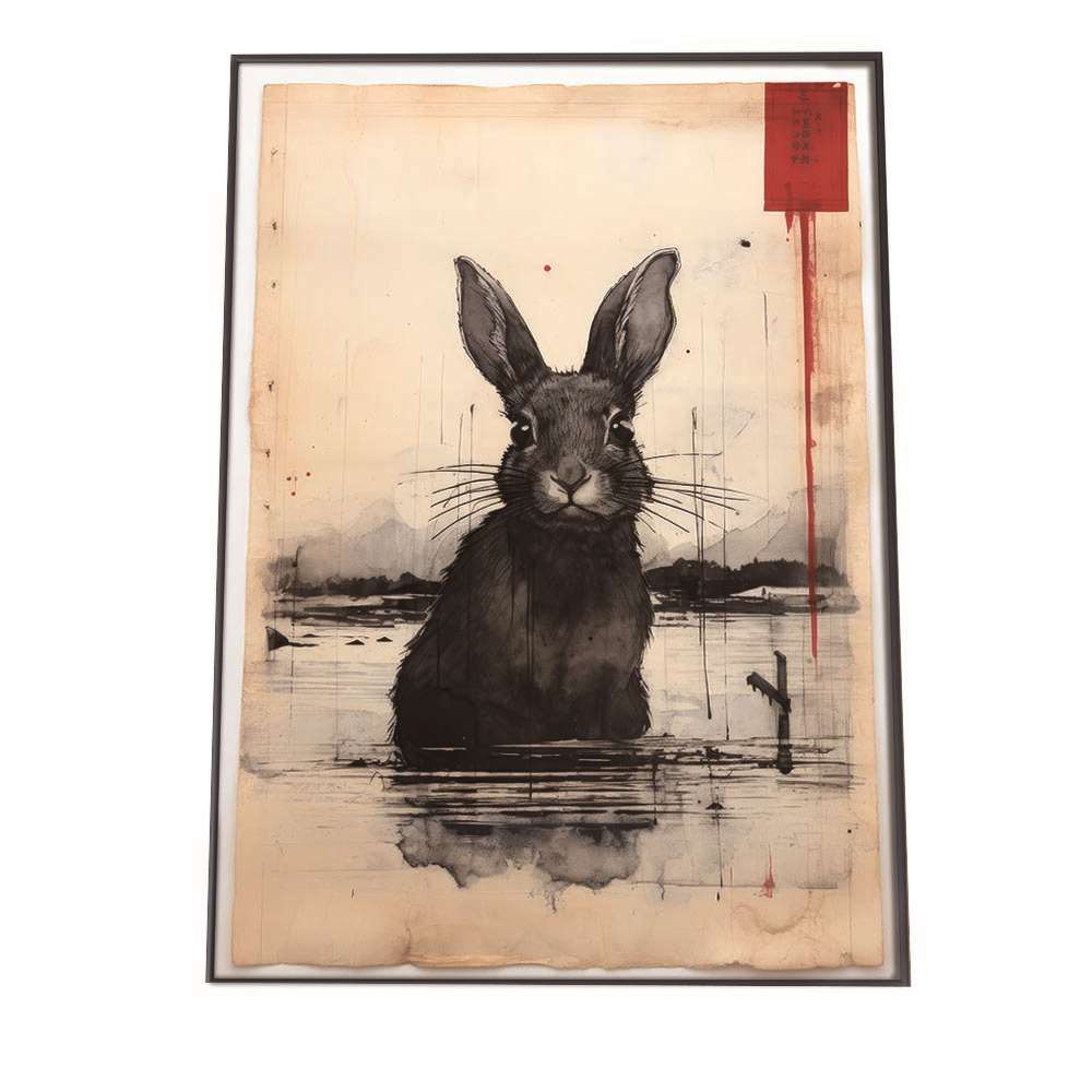 切手風 動物 ネコ 鳥 ポスター レトロ 古紙 インテリア オールド フレーム【lh-poster-1524】