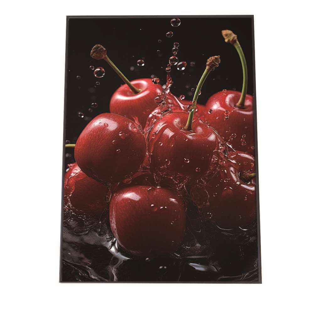 さくらんぼ チェリー ポスター フルーツスプラッシュ 水滴 果物 フレッシュカラフル 食べ物 オシャレ お洒落 インテリア【lh-poster-1642】