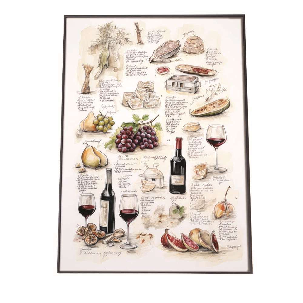 レストラン イラスト ポスター 手描き 手書き ワイン フランス料理 レトロ ビンテージ 古い 特大 大きいサイズにも対応 小さい【lh-poster-2236】