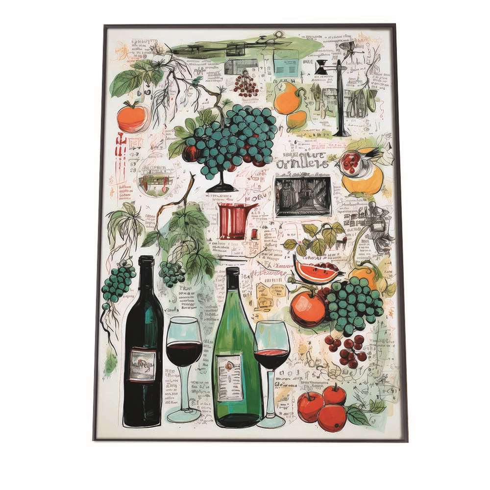 レストラン イラスト ポスター 手描き 手書き ワイン フランス料理 レトロ ビンテージ 古い 特大 大きいサイズにも対応 小さい【lh-poster-2253】