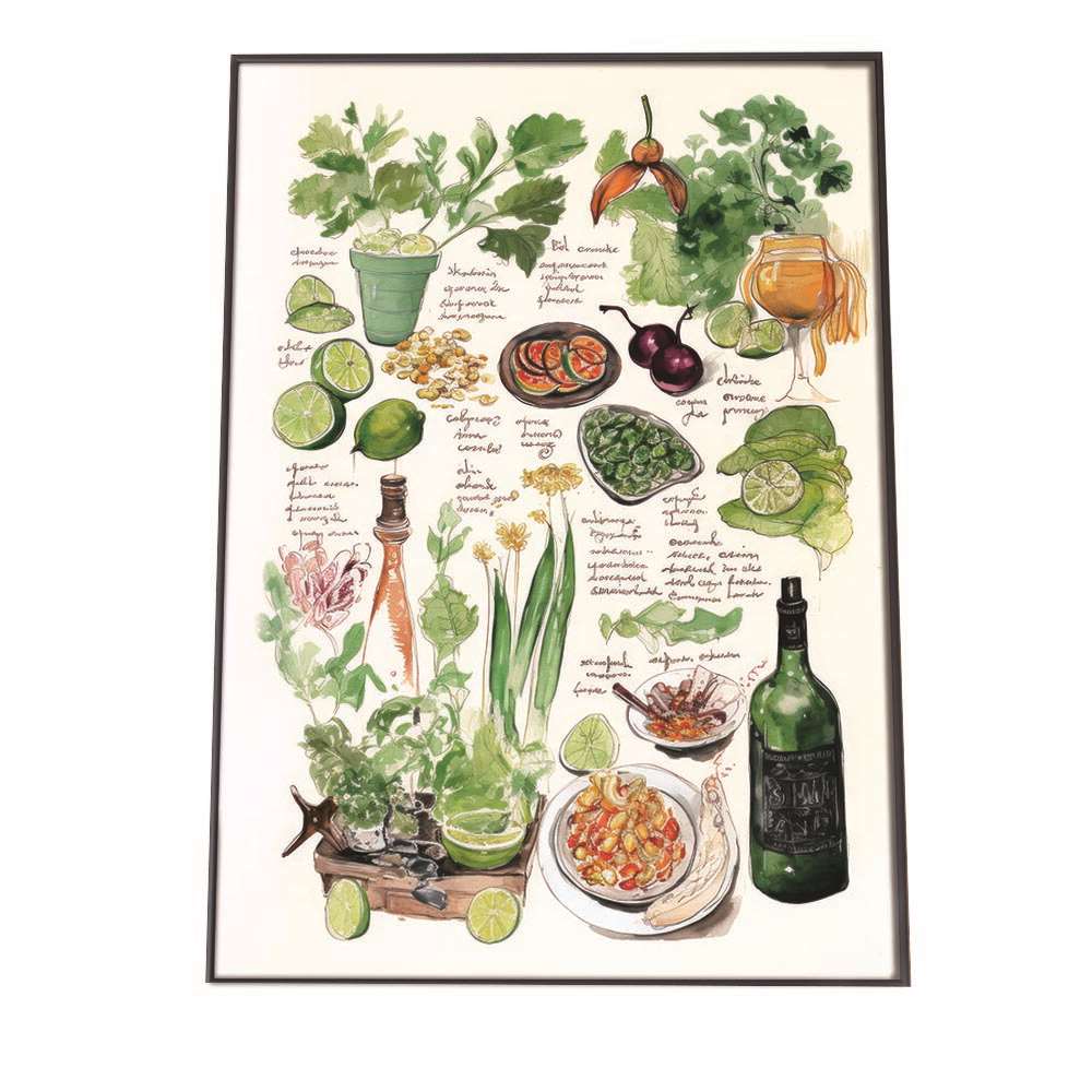 レストラン イラスト ポスター 手描き 手書き ワイン フランス料理 レトロ ビンテージ 古い 特大 大きいサイズにも対応 小さい【lh-poster-2269】