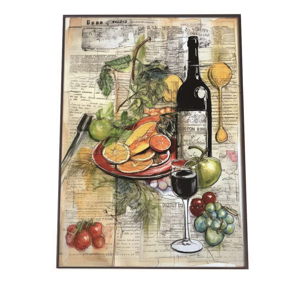 レストラン イラスト ポスター 手描き 手書き ワイン フランス料理 レトロ ビンテージ 古い 特大 大きいサイズにも対応 小さい【lh-poster-2279】