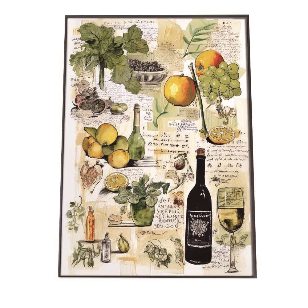 レストラン イラスト ポスター 手描き 手書き ワイン フランス料理 レトロ ビンテージ 古い 特大 大きいサイズにも対応 小さい【lh-poster-2288】