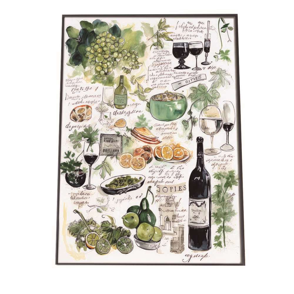 レストラン イラスト ポスター 手描き 手書き ワイン フランス料理 レトロ ビンテージ 古い 特大 大きいサイズにも対応 小さい【lh-poster-2291】