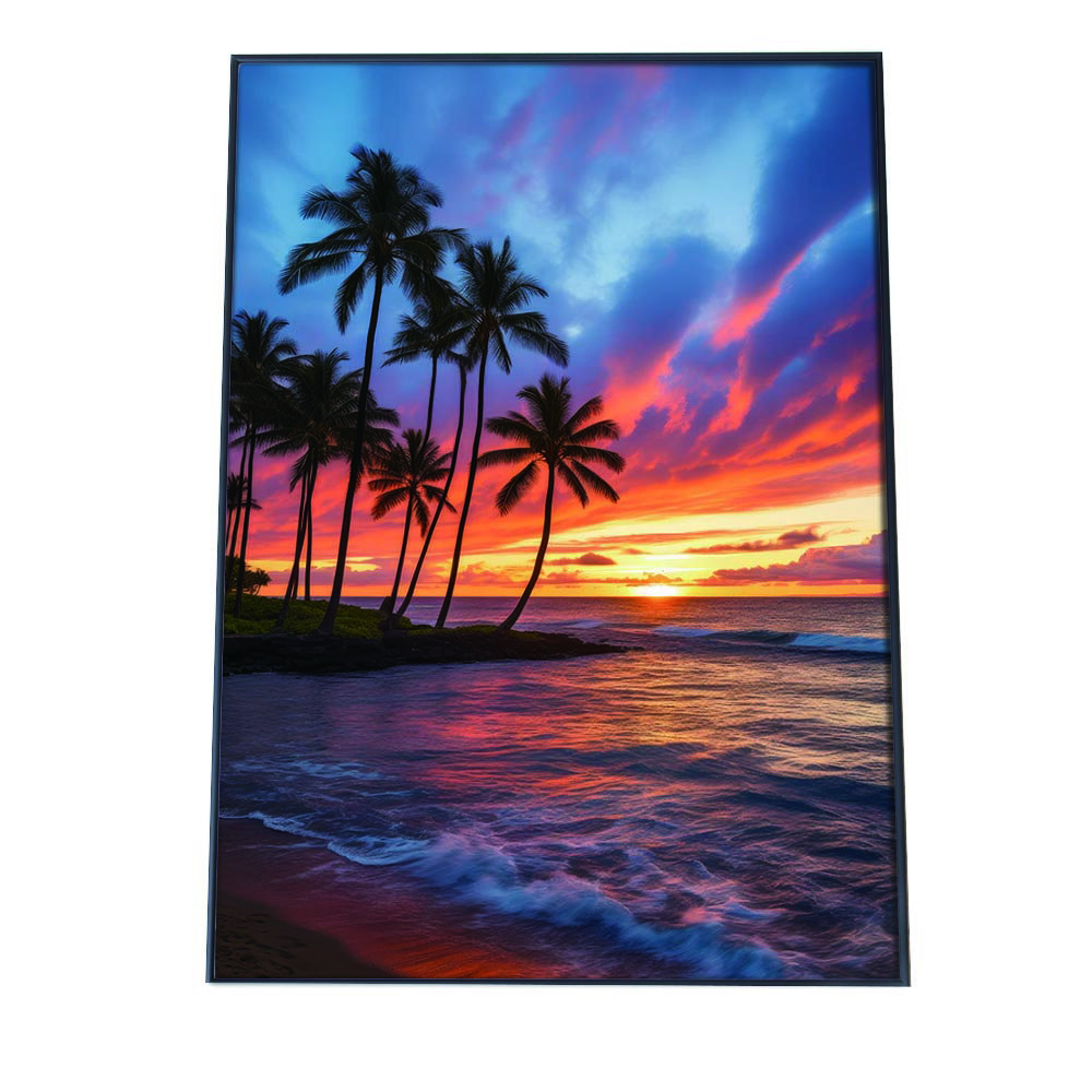 Rakuten - 海 beach ビーチ 波 島 リゾート 夕焼け ヤシの木 ココナッツ 海岸 ポスター インテリア おしゃれ【lh-poster-2803】
