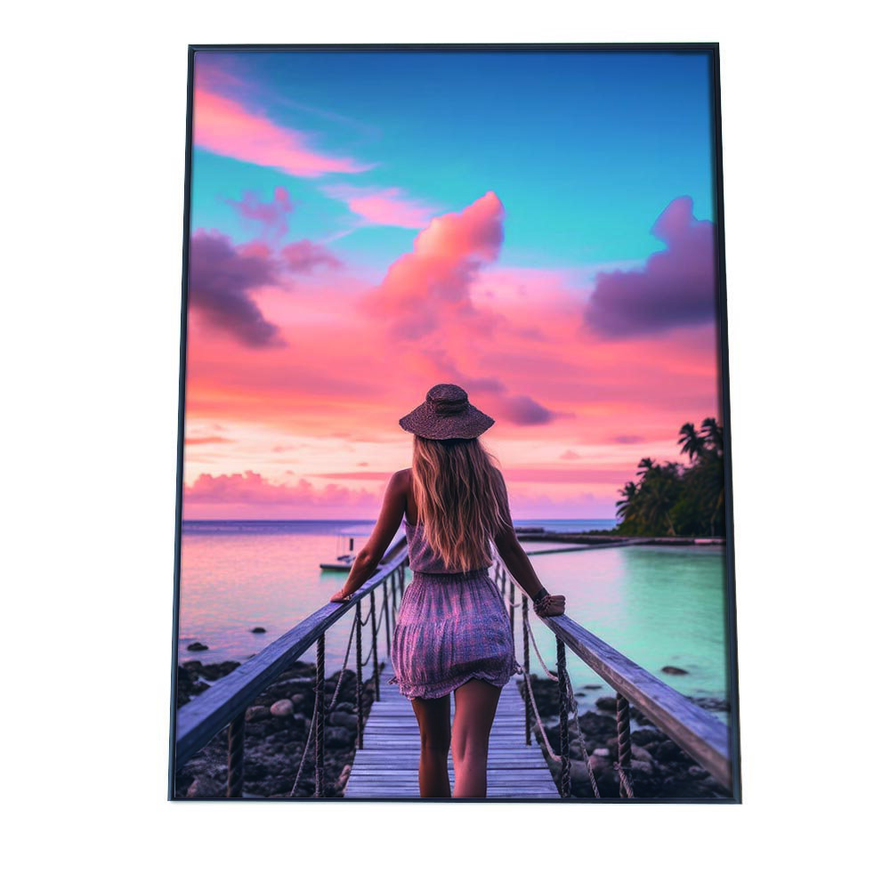 Rakuten - 海 beach ビーチ 波 島 リゾート 夕焼け ヤシの木 ココナッツ 海岸 ポスター インテリア おしゃれ【lh-poster-2821】