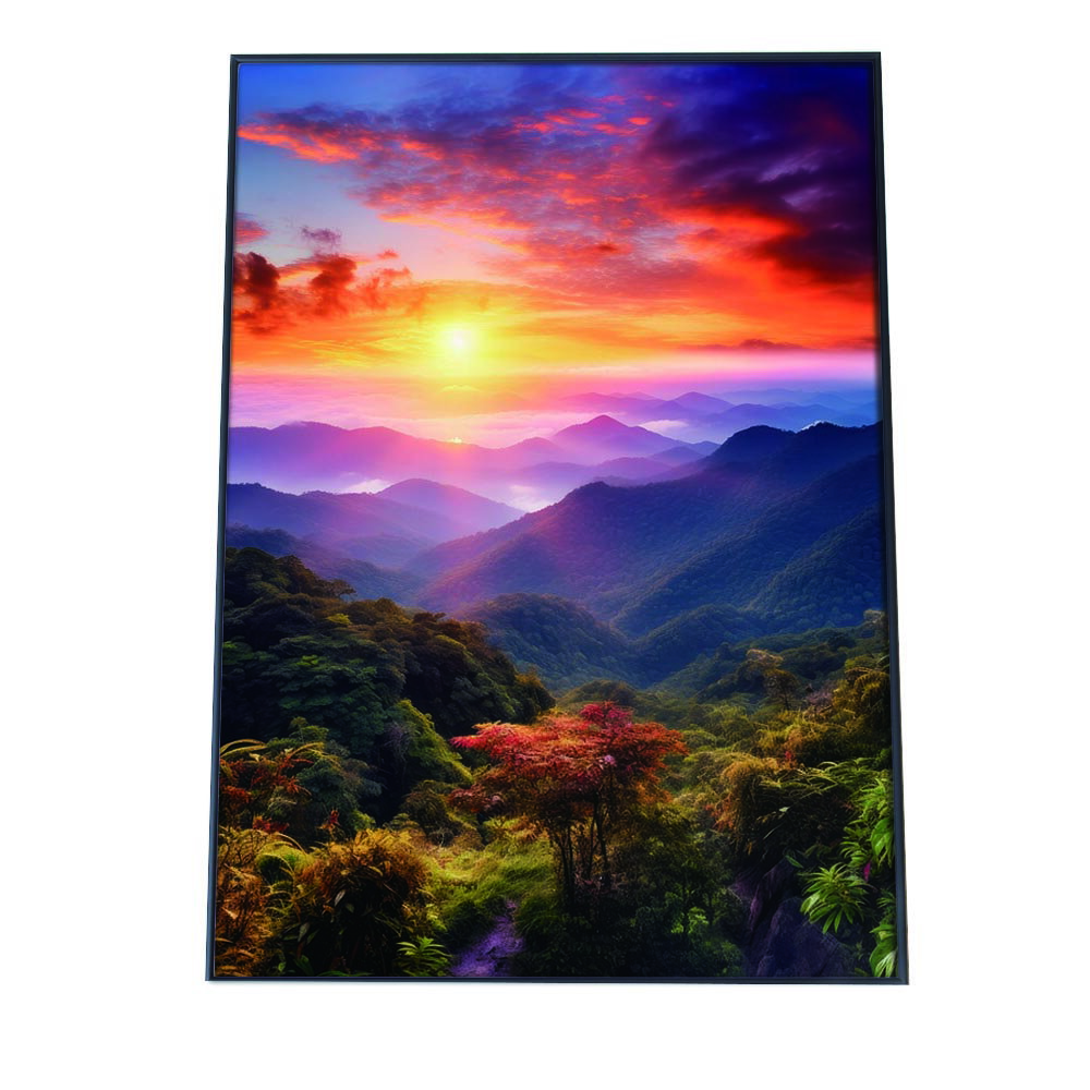 Rakuten - ポスター ジャングル 森 林 木 夕焼け 景色 山 谷 風景 日没 霧 ナチュラルインテリア アーバンモダン アールデコ【lh-poster-2867】
