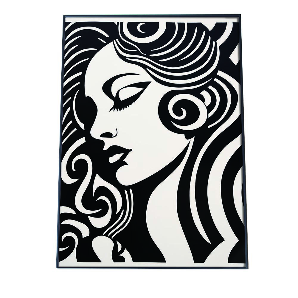 白黒 女性 アート イラスト 漫画 版画風 ポスター インテリア おしゃれ ファッション ポスター フォト オシャレ アート モダン ボヘミアン インダストリアル トラディショナル【lh-poster-2901】